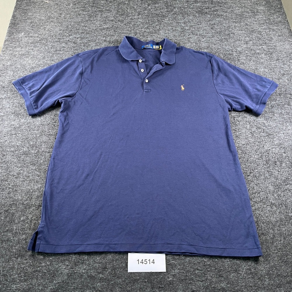Polo Ralph Lauren Polo Shirt Mens 2XLT Blue Cotton Short Sleeve Golf Performance
